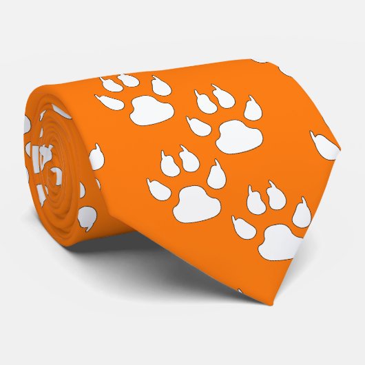 ホワイトスポーツマスコットクロープオンオレンジ ネクタイ (ロール)