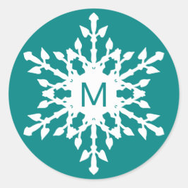 ホワイトスモノグラムのノーフレークオンティール（緑がかった色） ラウンドシール