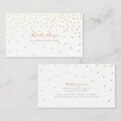 ホワイトスモールゴールドフォイル紙吹雪ドットビジネスカード 名刺 (正面/裏面)