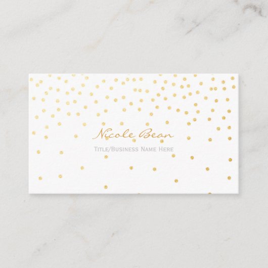 ホワイトスモールゴールドフォイル紙吹雪ドットビジネスカード 名刺 (正面)