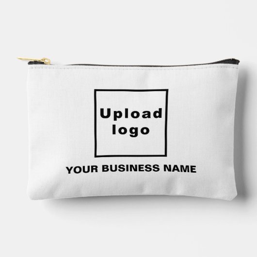 ホワイトスモールパウチにビジネス名とロゴを付ける アクセサリーポーチ (正面)