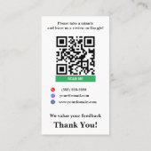 ホワイトスモールビジネス向けGoogleレビューリンクテンプレート 名刺 (裏面)