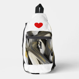 ホワイトスリングバッグトレンド抽象芸術アートブラック金ゴールド スリングバッグ