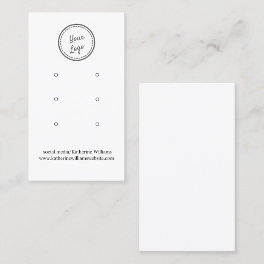 ホワイトスリーイヤリングディスプレイカード |ロゴの追加 名刺 (正面/裏面)