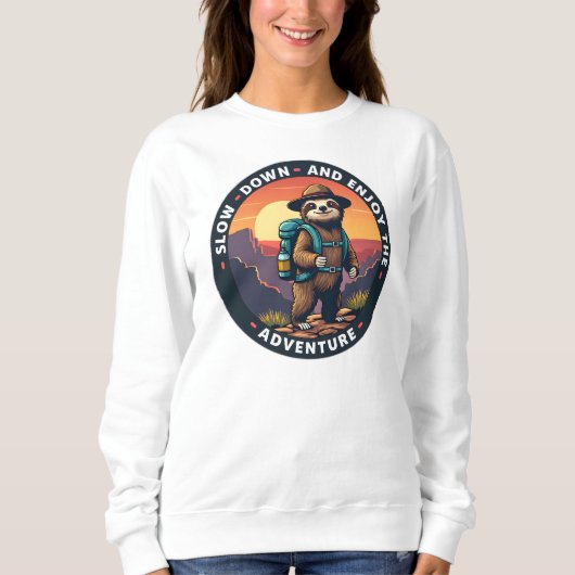 ホワイトスロースのスローダウンと楽しむ冒険 スウェットシャツ (正面)