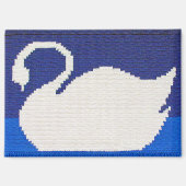 ホワイトスワンインアクアブルーレイクアーティザンクロシェプリント マグネット (正面)