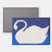 ホワイトスワンインアクアブルーレイクアーティザンクロシェプリント マグネット (正面/裏面)