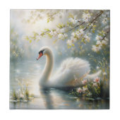ホワイトスワンオンレイク絵を描フローラ タイル (正面)