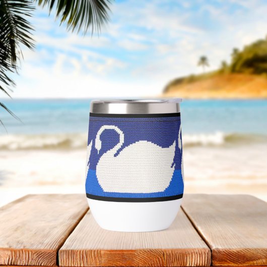 ホワイトスワンクールインブルーレイクアーティザンクロシェプリント (ビーチ)