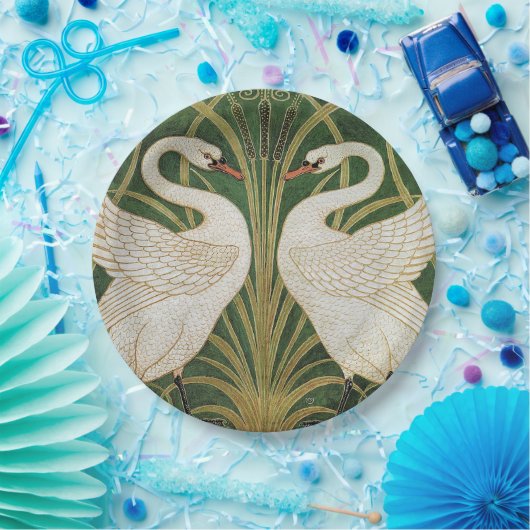 ホワイトスワンズラッシュウォルタークレーンイラストレーション ペーパープレート (パーティー)