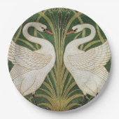 ホワイトスワンズラッシュウォルタークレーンイラストレーション ペーパープレート (正面)