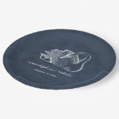 ホワイトスワンネイビーブルー ペーパープレート (アングル)