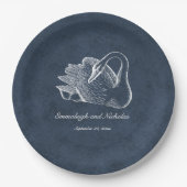 ホワイトスワンネイビーブルー ペーパープレート (正面)