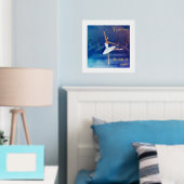 ホワイトスワンバレリーナスアットレイクバレエカスタム文字 箔ポスター (インサイチュ (寝室))