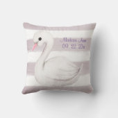 ホワイトスワン紫スクリプトパーソナライズガール誕生 クッション (裏面)