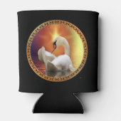 ホワイトスワン(金ゴールドとオレンジの背景) 缶クーラー (裏面)