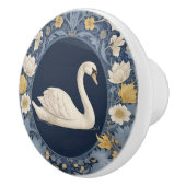 ホワイトスワンWilliam Morrisスタイル右対鳥 セラミックノブ (右)