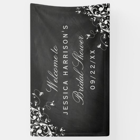 ホワイトスワーズオンシャルボードブライダルシャワー 横断幕 (縦)