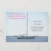 ホワイトセイロートオン海おもしろいバチェロレッテボート 招待状 (正面/裏面)