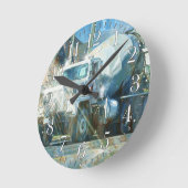 ホワイトセメントトラックの壁時計 ラウンド壁時計 (傾斜)