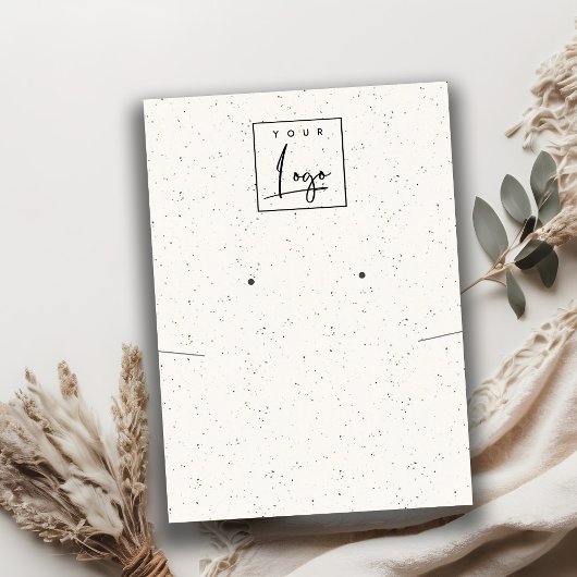 ホワイトセラミックテクスチャーのイヤーネックレスディスプレイ 名刺