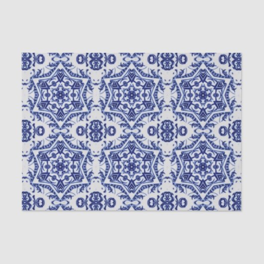 ホワイトセラミック工芸品のヴィンテージクリスマススターブルー 薄葉紙 (正面)