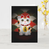 ホワイトセラミック招き猫 カード (黄色い花)