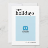 ホワイトセリフハッピーホリデーズフォト シーズンカード (正面)