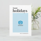 ホワイトセリフハッピーホリデーズフォト シーズンカード (スタンド正面)