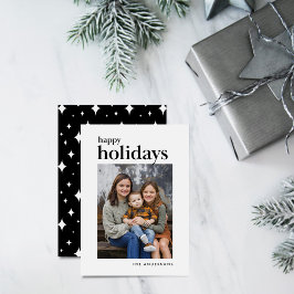 ホワイトセリフハッピーホリデーズフォト シーズンカード