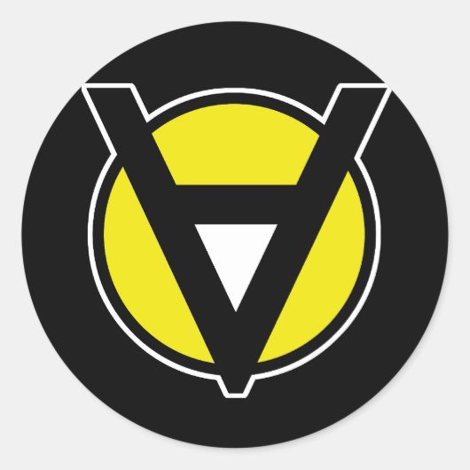 ホワイトセンター付きボランティアのステッカー ラウンドシール (正面)