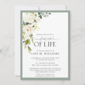 ホワイトセージグリーンフローラお祝いオブ・ライフ 招待状 (正面)