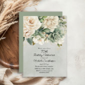 ホワイトセージグリーンフローラ金ゴールド70誕生日 招待状