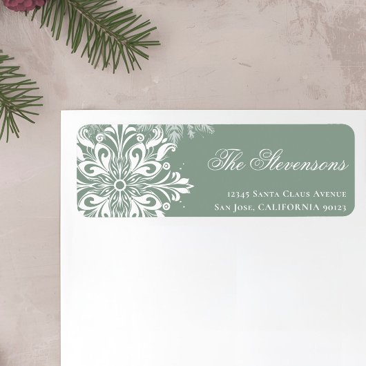 ホワイトセージスノーフレークスホリデー差出人住所 ラベル