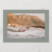 ホワイトセージ緑のコラージュ数々のフォト結婚ズ セーブザデート (裏面)