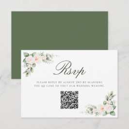 ホワイトセージ ブルッシュ フローラル ウェディング QRコード RSVP