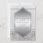 ホワイトゼブラシルバーグラムバースデーパーティエディイベント 招待状 (正面)