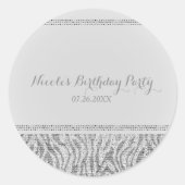 ホワイトゼブラスパークルシークンズグラムパーティーフェイスシック ラウンドシール (正面)