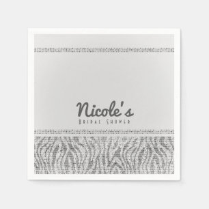 ホワイトゼブラスパークルシークンズグラムパーティー スタンダードカクテルナプキン