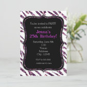 ホワイトゼブラプリントグラムグリッターパーティの招待状 招待状 (スタンド正面)