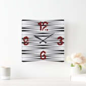 ホワイトゼブラ設計の時計 スクエア壁時計 (ホーム)