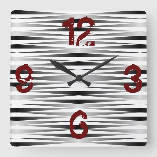 ホワイトゼブラ設計の時計 スクエア壁時計 (正面)