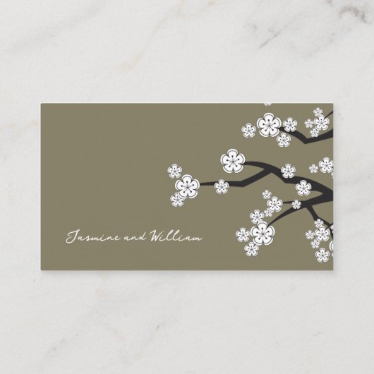 ホワイトゼン桜さくらんぼ咲きアジア結婚の プレイスカード (裏面)