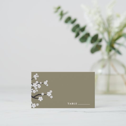 ホワイトゼン桜さくらんぼ咲きアジア結婚の プレイスカード (スタンド正面)
