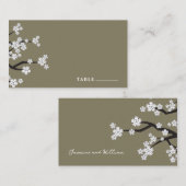 ホワイトゼン桜さくらんぼ咲きアジア結婚の プレイスカード (正面/裏面)
