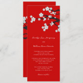 ホワイトゼン桜さくらんぼ咲き赤アジア結婚の 招待状 (正面/裏面)