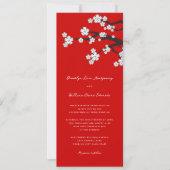 ホワイトゼン桜さくらんぼ咲き赤アジア結婚の 招待状 (正面)