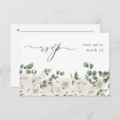 ホワイトソフトフローラ&ユーカリw食事RSVP 出欠カード (正面/裏面)