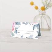 ホワイトソフト赤面ブルーフローラ25TH ANY AGE誕生日 プレイスカード (正面)