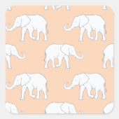 ホワイトゾウの四角シール スクエアシール (正面)